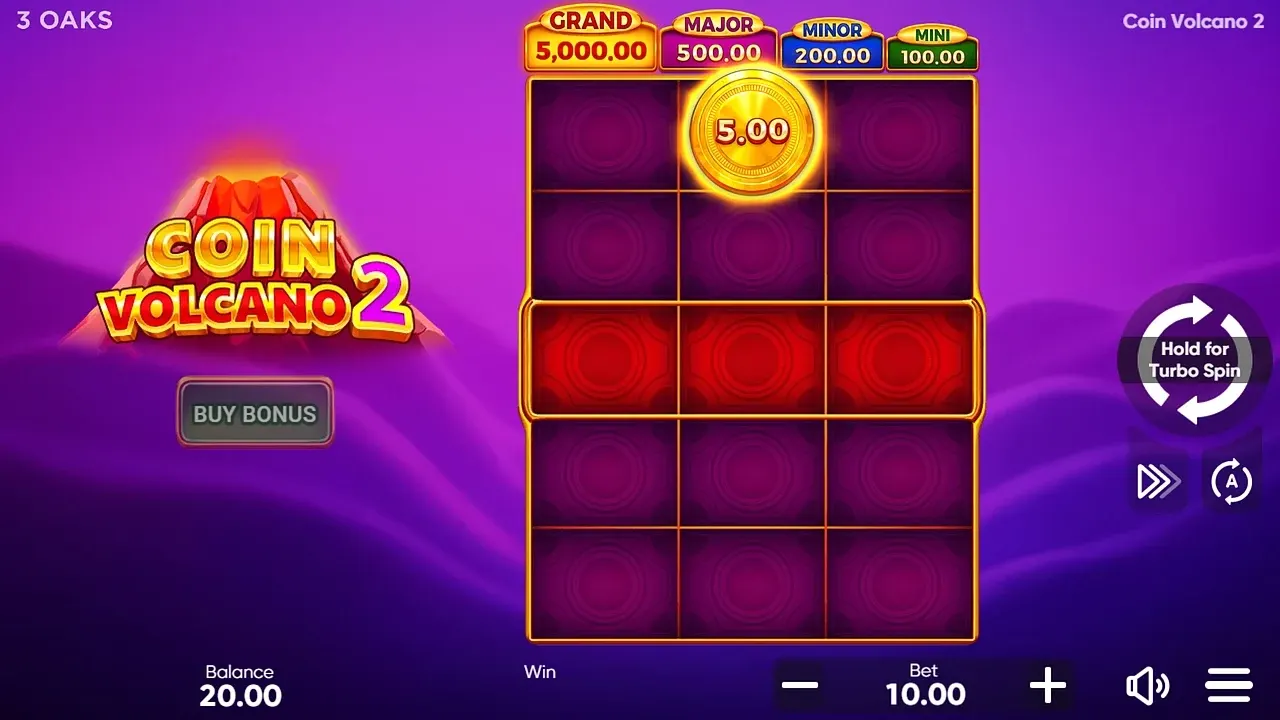 Coin Volcano 2 game display, view 1