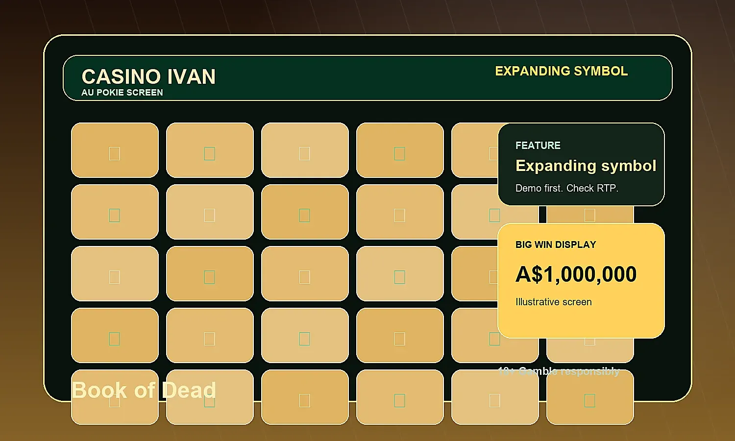 Generated Casino Ivan screen inspired by Book of Dead mechanics
