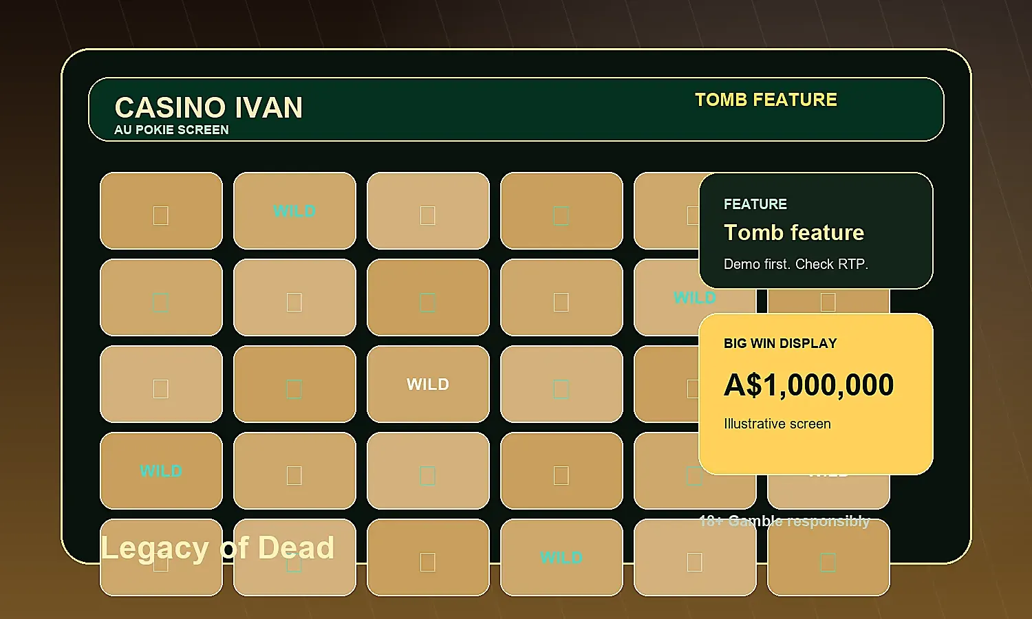 Generated Casino Ivan screen inspired by Legacy of Dead mechanics