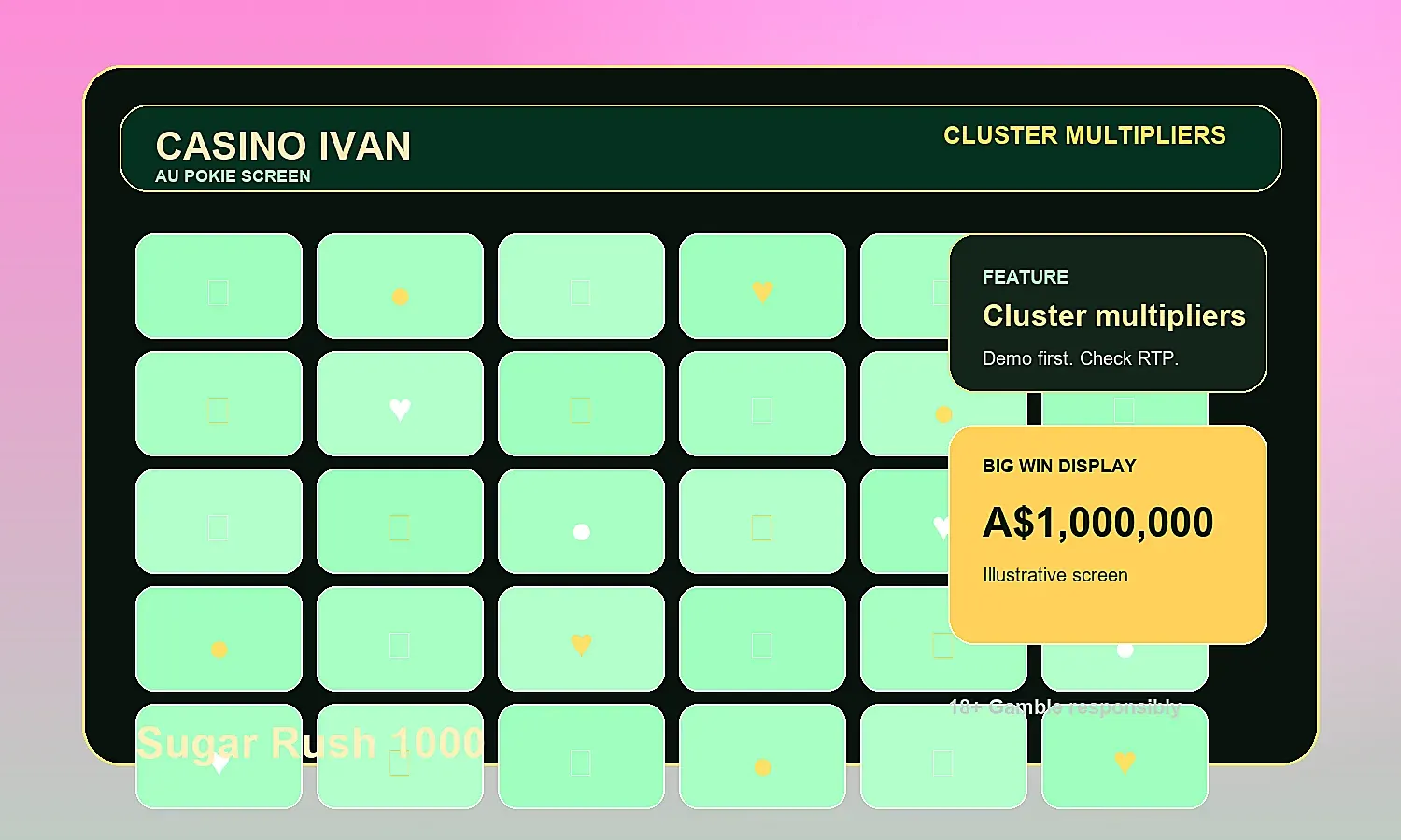 Generated Casino Ivan screen inspired by Sugar Rush 1000 mechanics