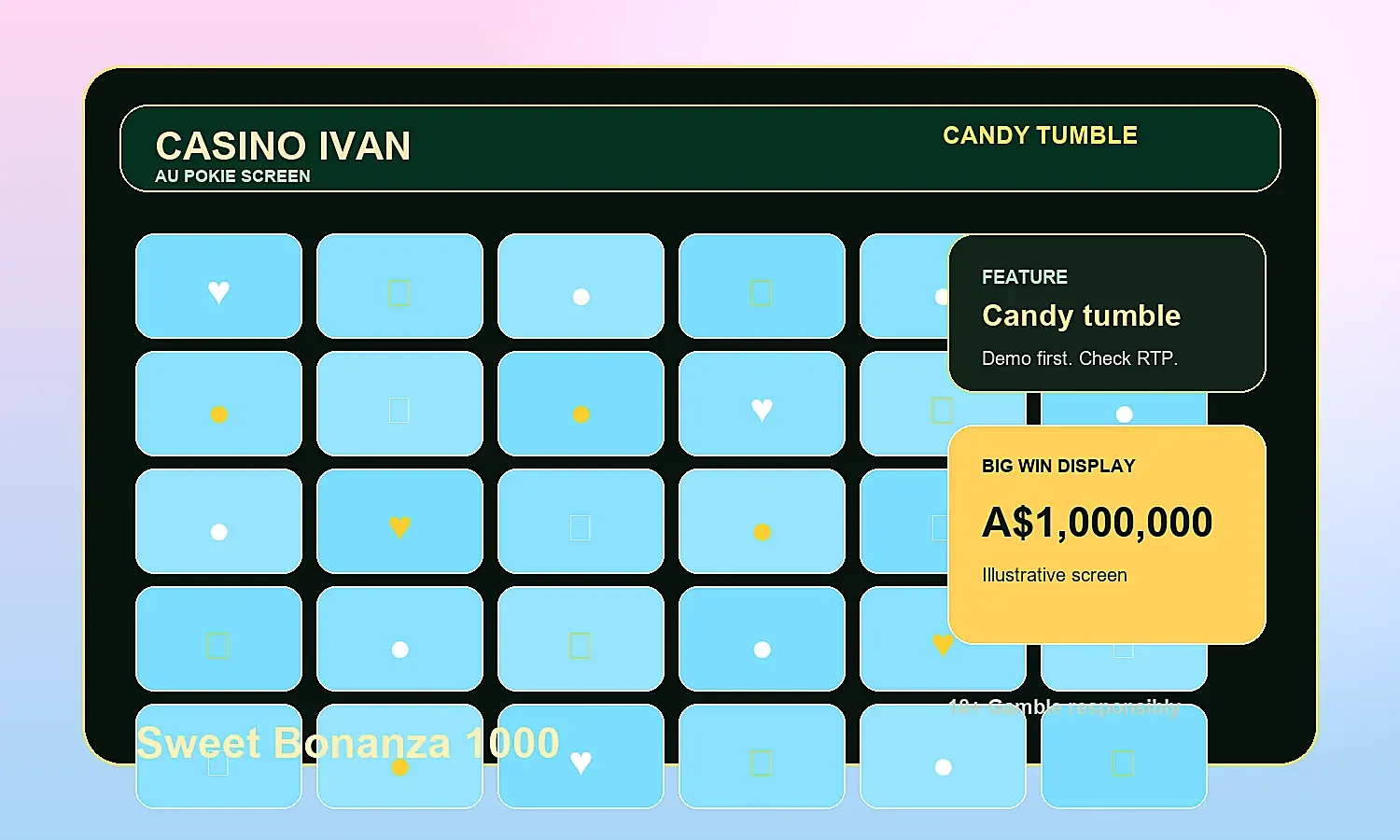 Generated Casino Ivan screen inspired by Sweet Bonanza 1000 mechanics