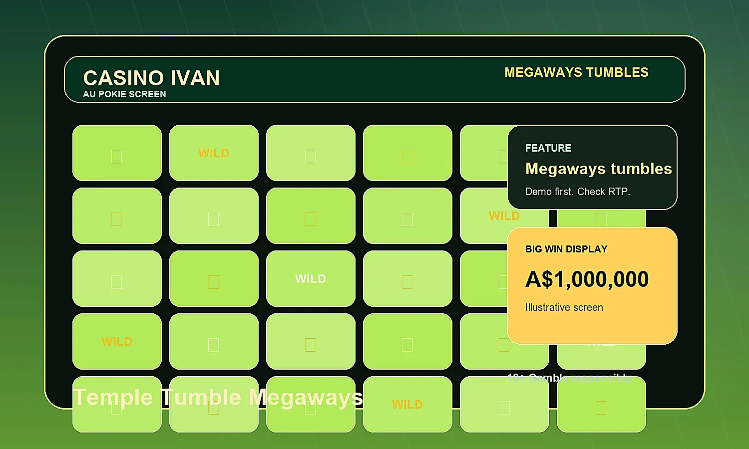 Generated Casino Ivan screen inspired by Temple Tumble Megaways mechanics