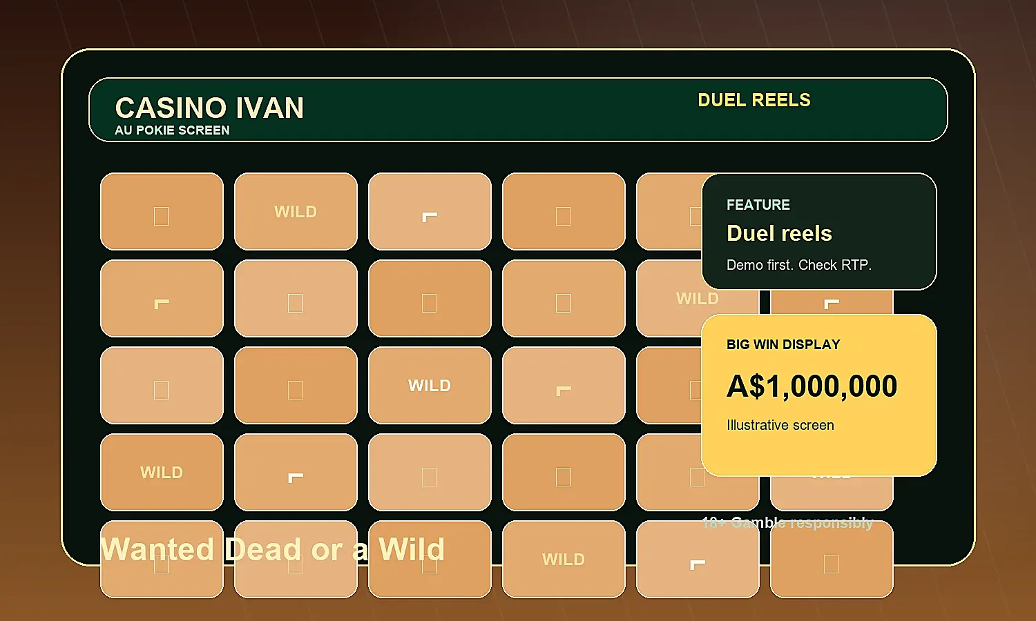 Generated Casino Ivan screen inspired by Wanted Dead or a Wild mechanics